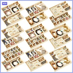 Velvet Jewelry Tray Stackable Organizer Display Tray for Earrings Bangles